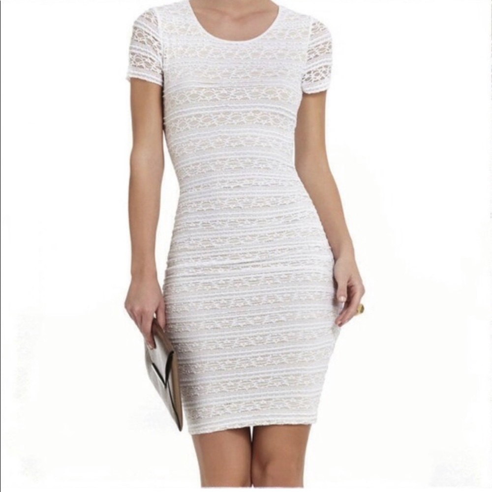 BCBG White Ivory Lace Bodycon Dress